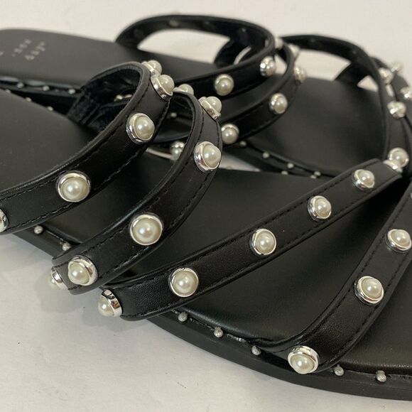 A New Day Black Embellished Sandals with Pearls - Picture 4 of 8